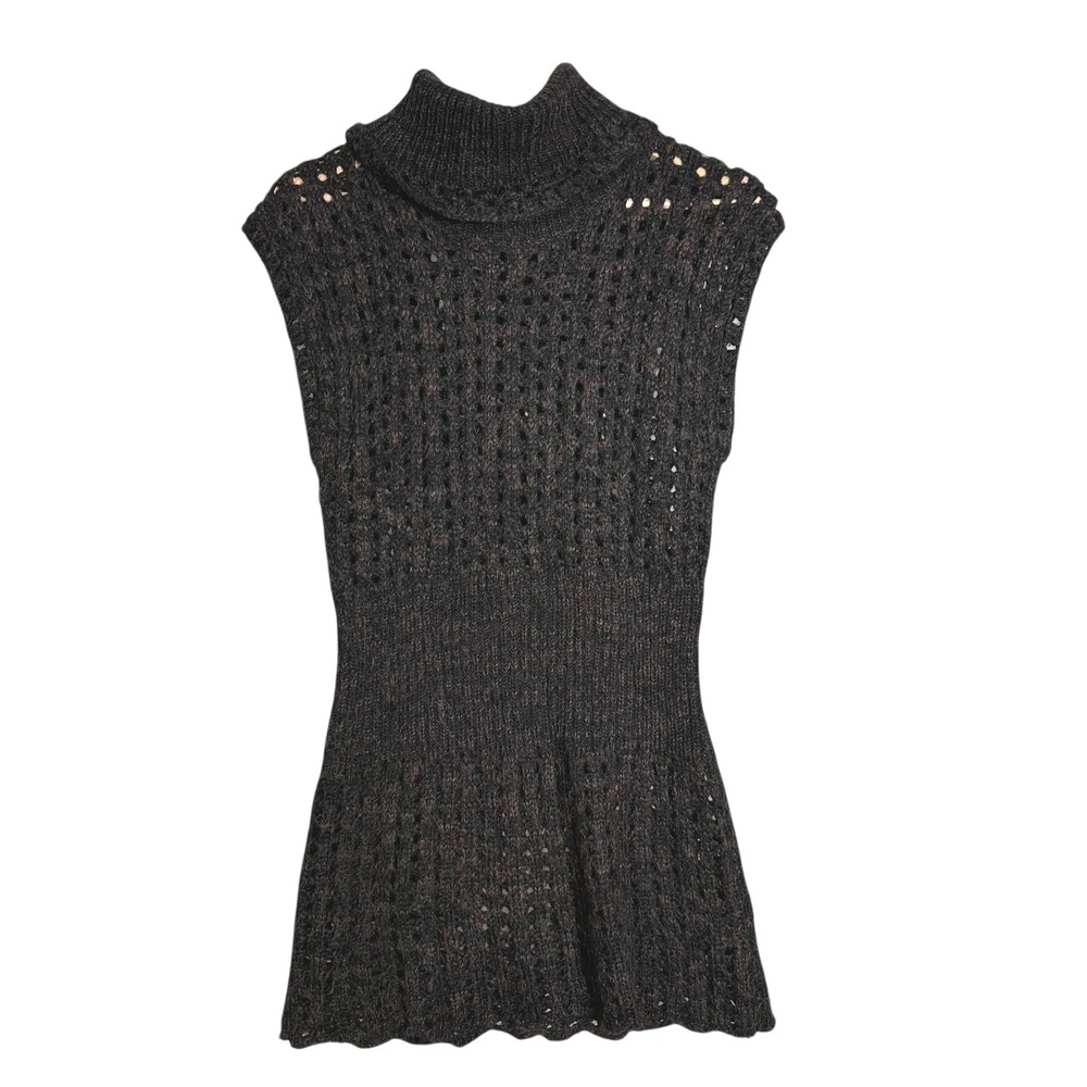 Cache brown Mohair Sleeveless fairy Sweater Top Knit Y2K Vintage indie‎ boho